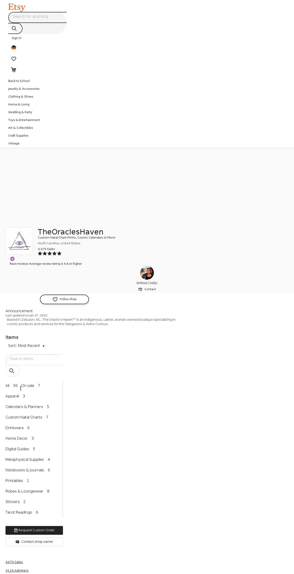 theoracleshaven.com shopify website screenshot
