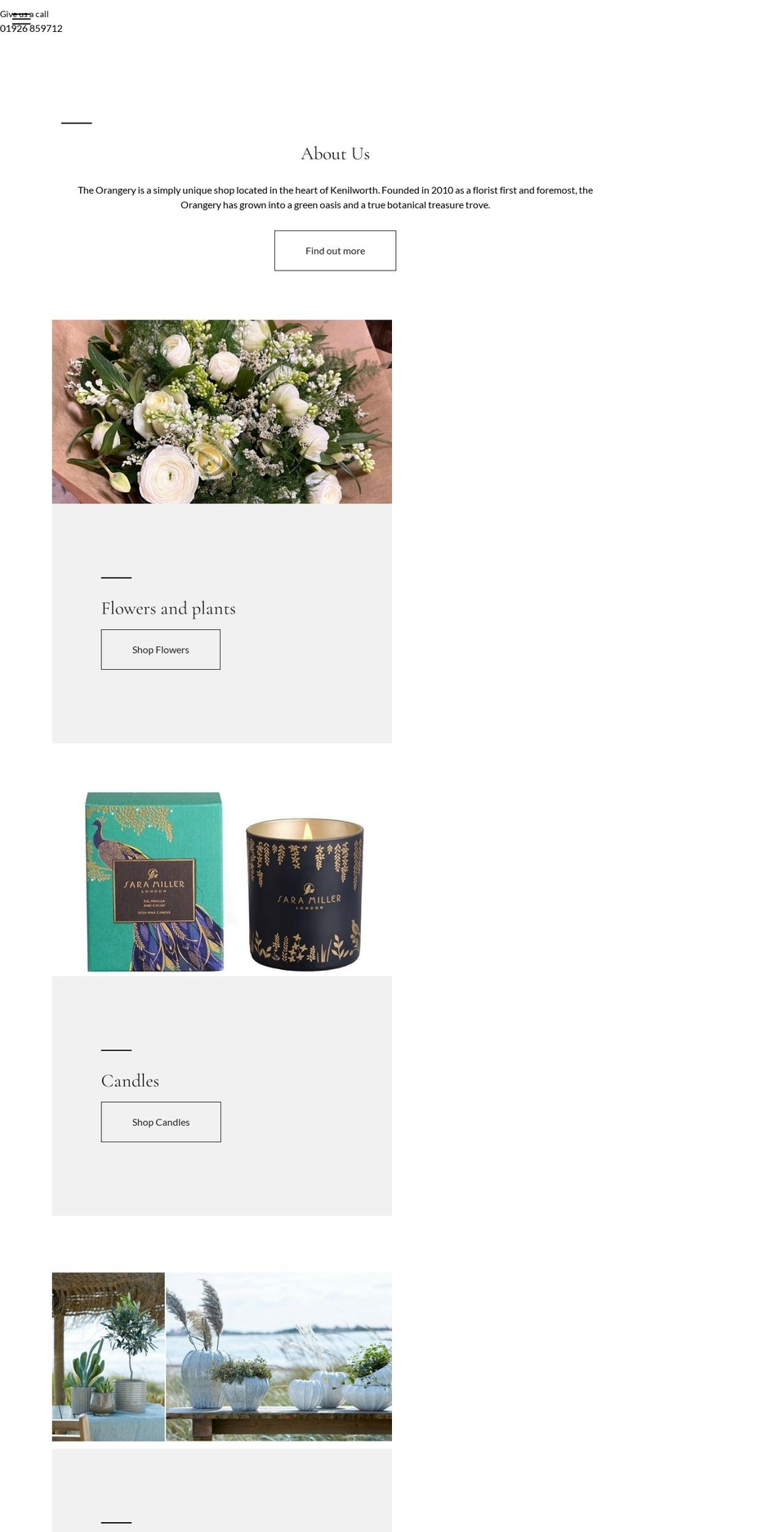 theorangeryflowershop.com shopify website screenshot