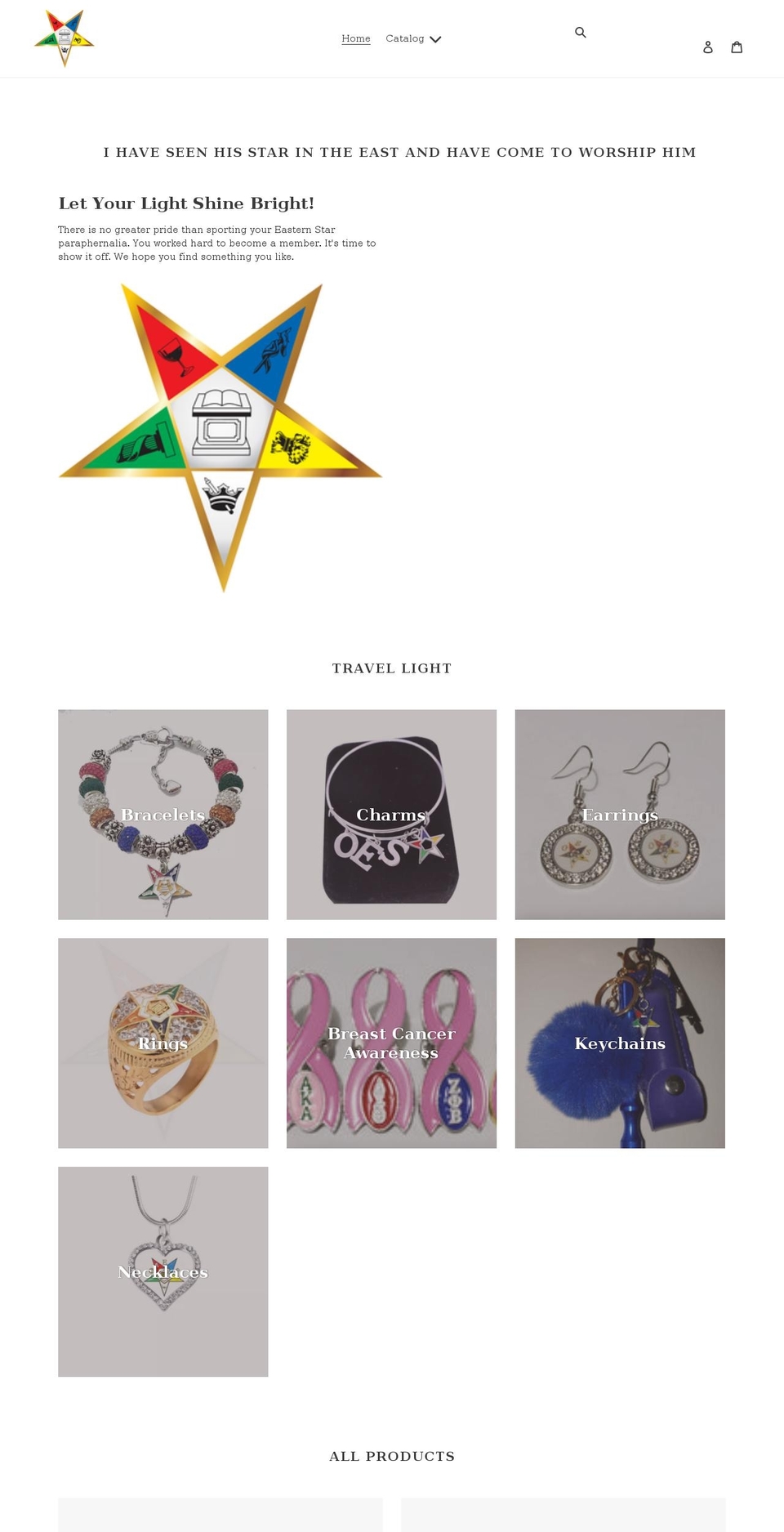 theorderoftheeasternstar.com shopify website screenshot