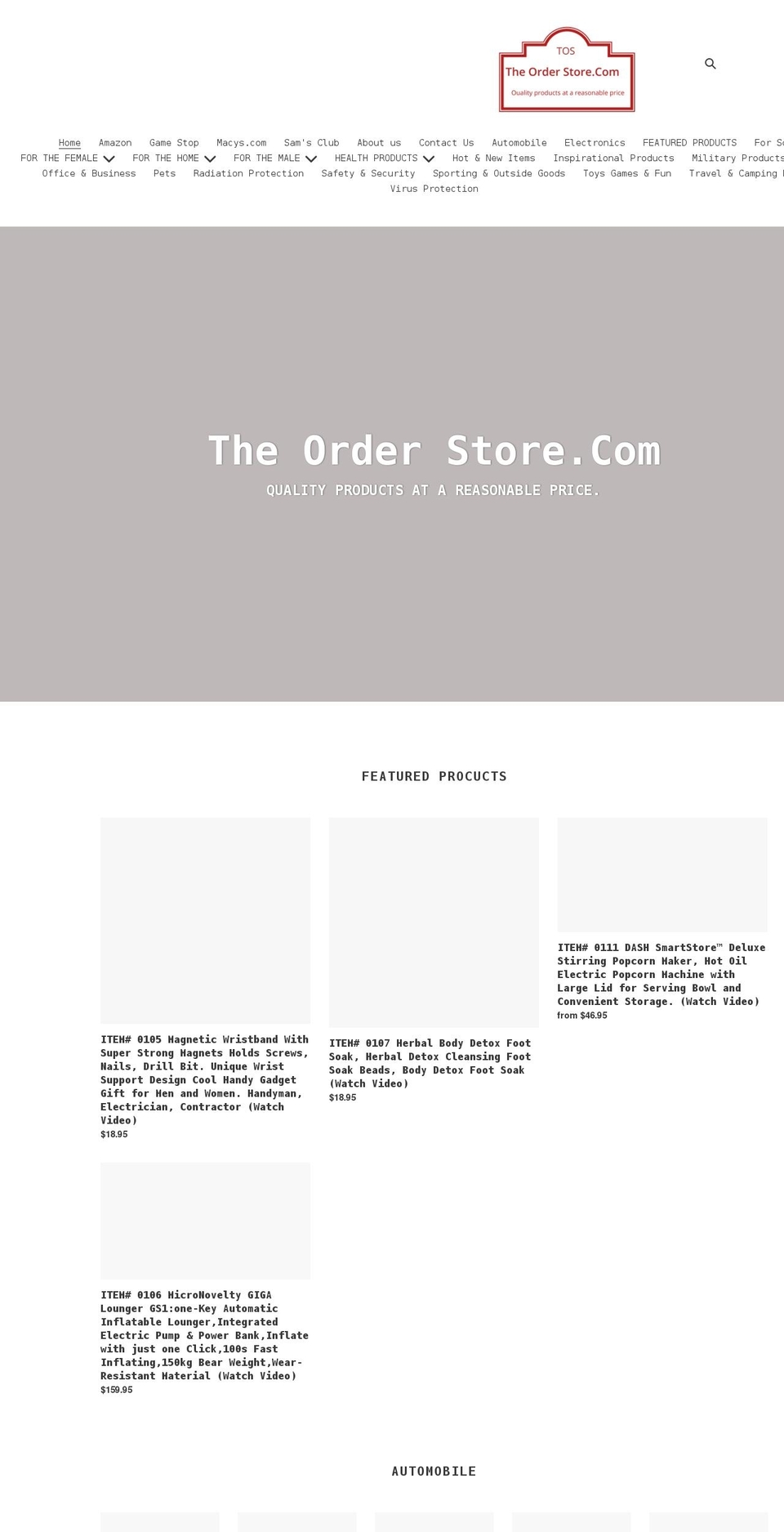 theorderstore.com shopify website screenshot