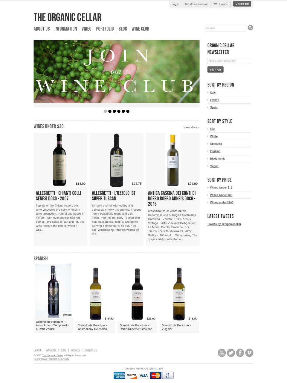 theorganiccellar.com shopify website screenshot