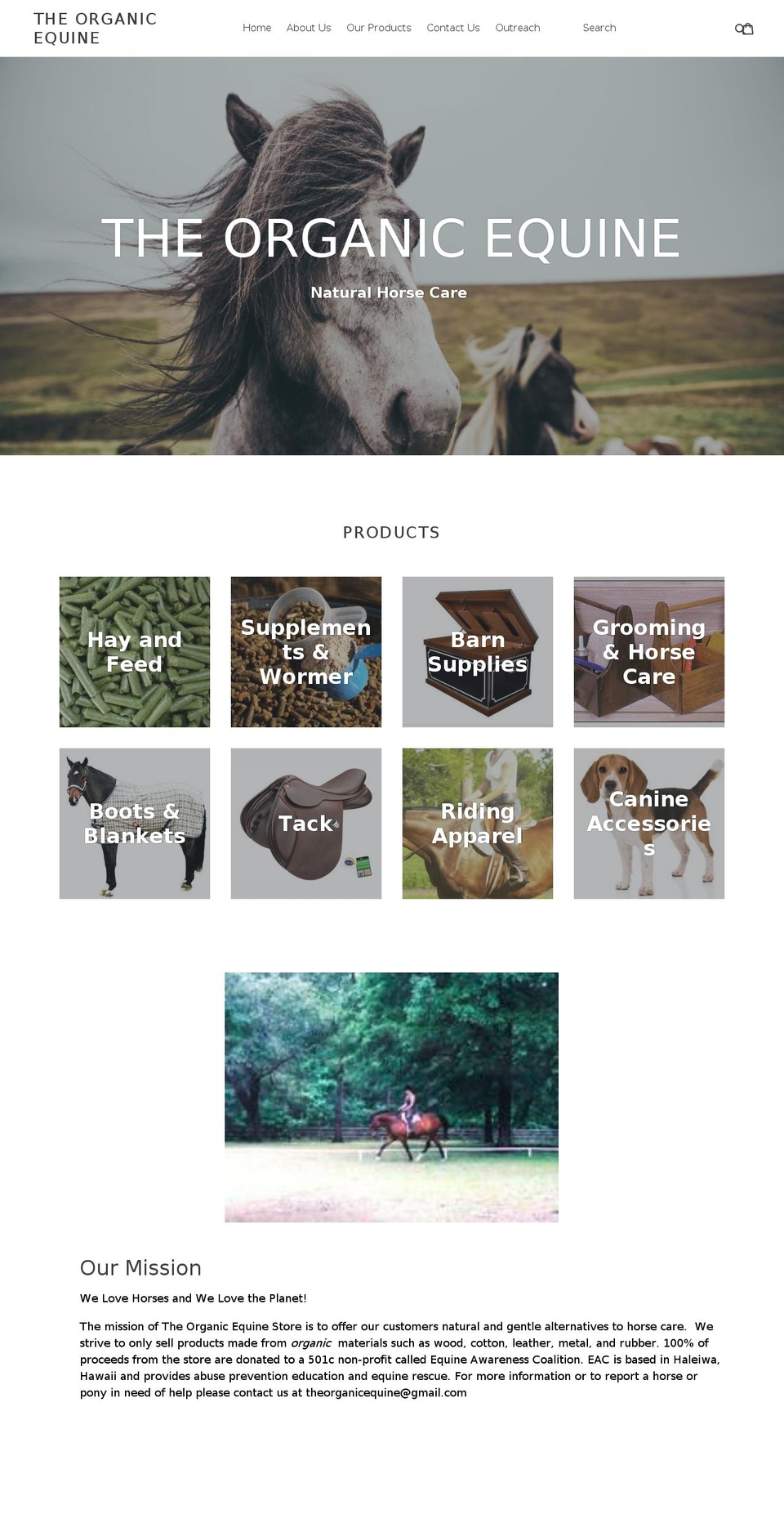 theorganicequine.com — Shopify storefront screenshot