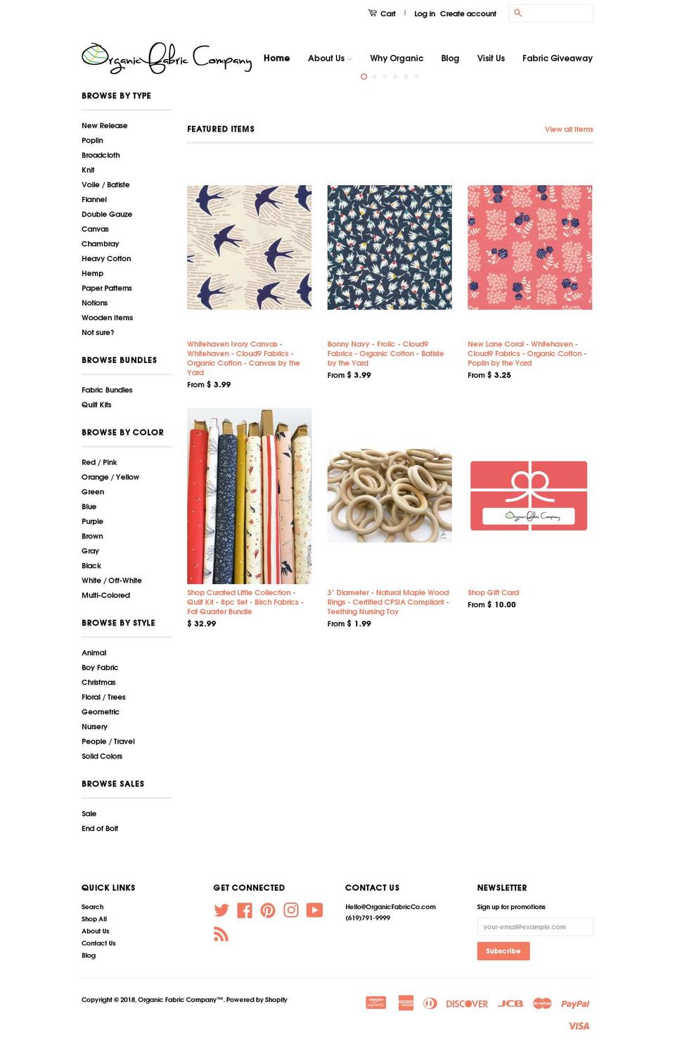 theorganicfabricco.com shopify website screenshot