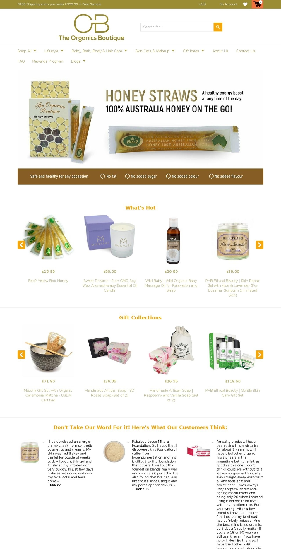 theorganicsboutique.com — Shopify storefront screenshot