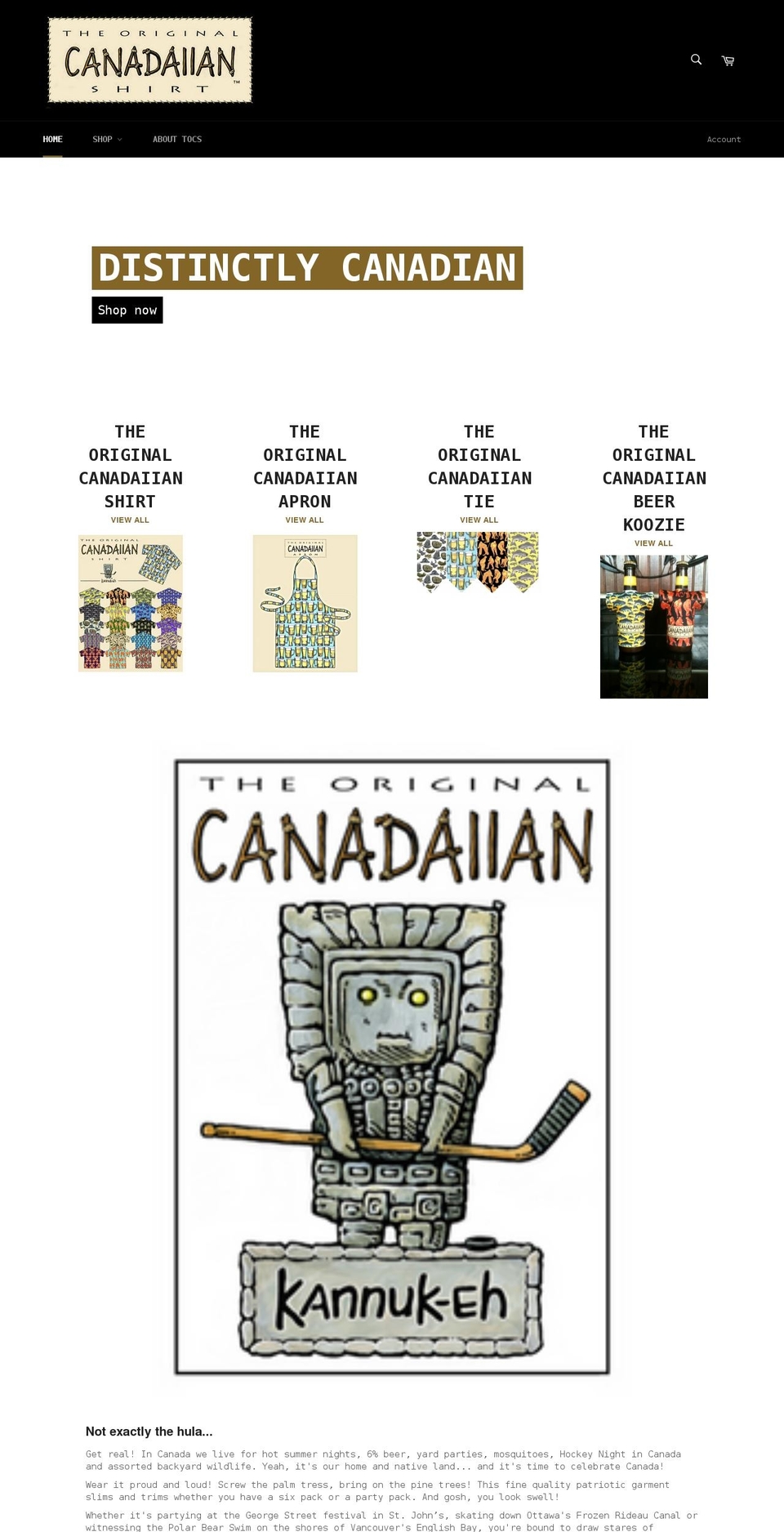 theoriginalcanadaiianshirt.com shopify website screenshot