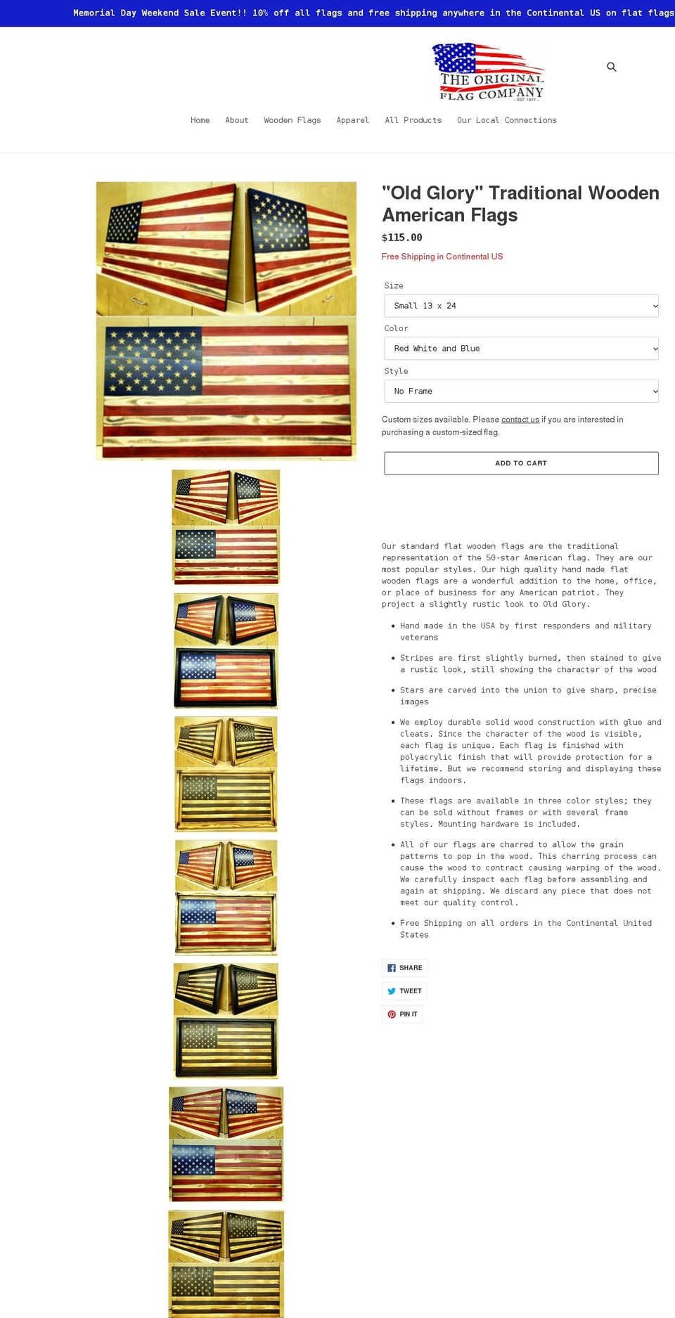 theoriginalflagcompany.com shopify website screenshot