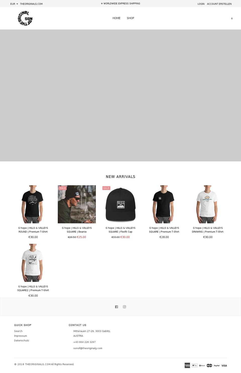 theoriginalg.com shopify website screenshot