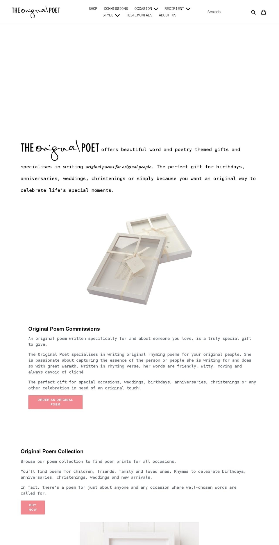 theoriginalpoet.com shopify website screenshot