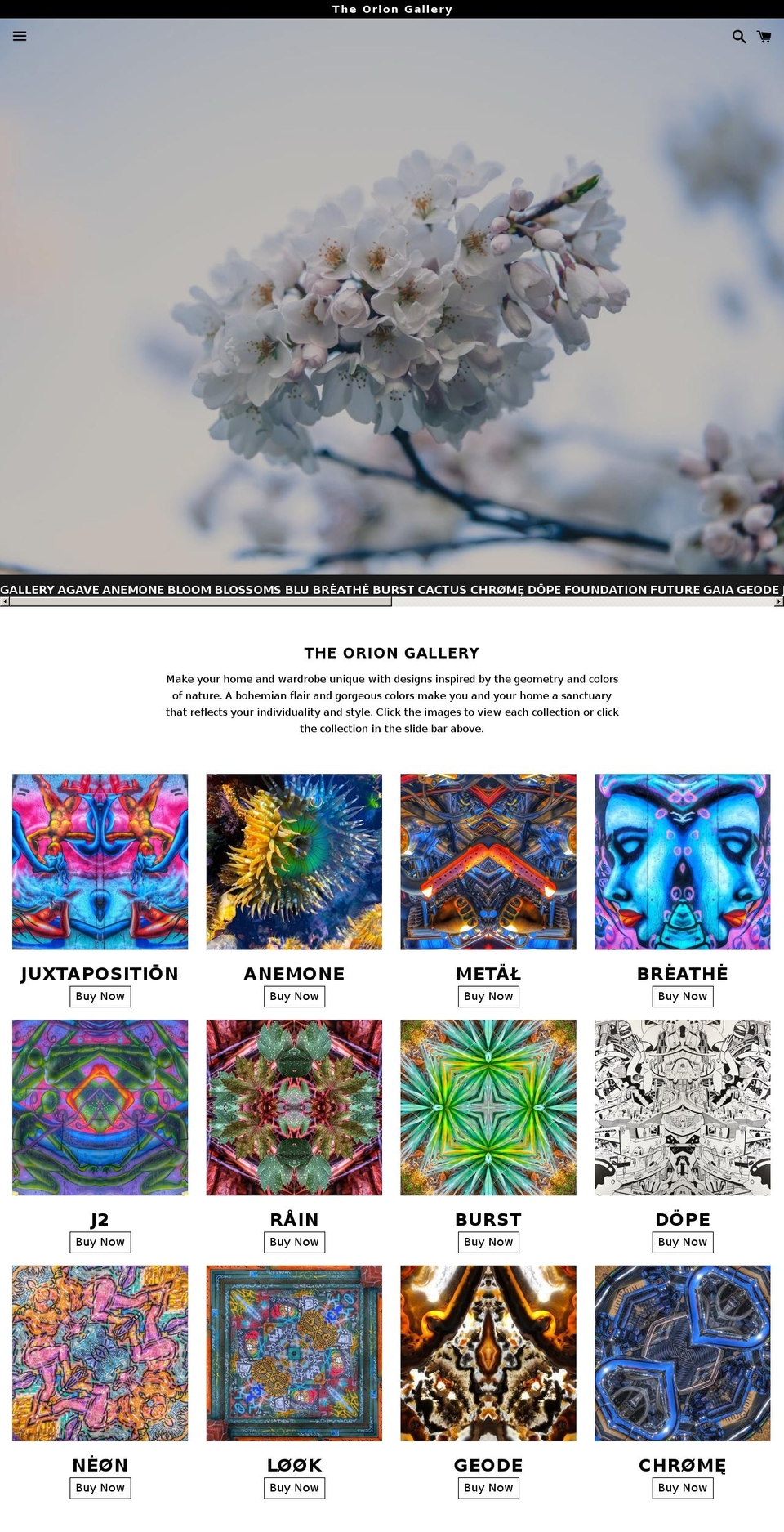 theoriongallery.com — Shopify storefront screenshot