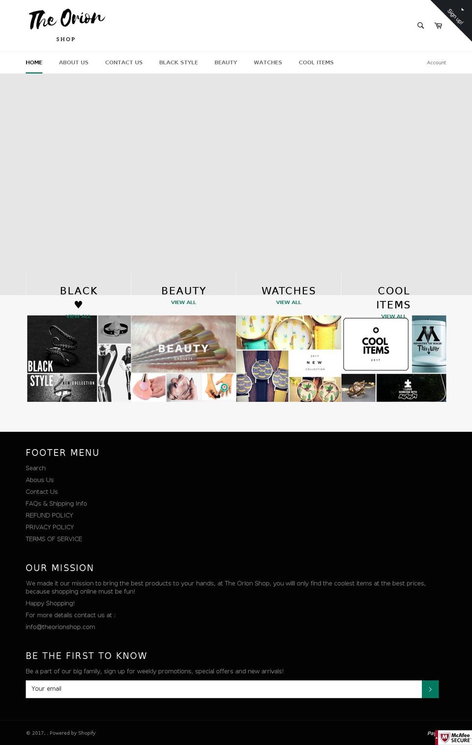 theorionshop.com shopify website screenshot