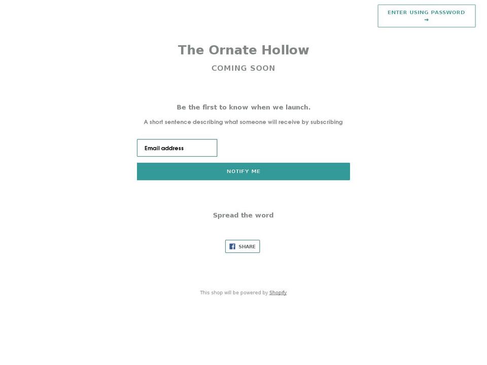 theornatehollow.com shopify website screenshot