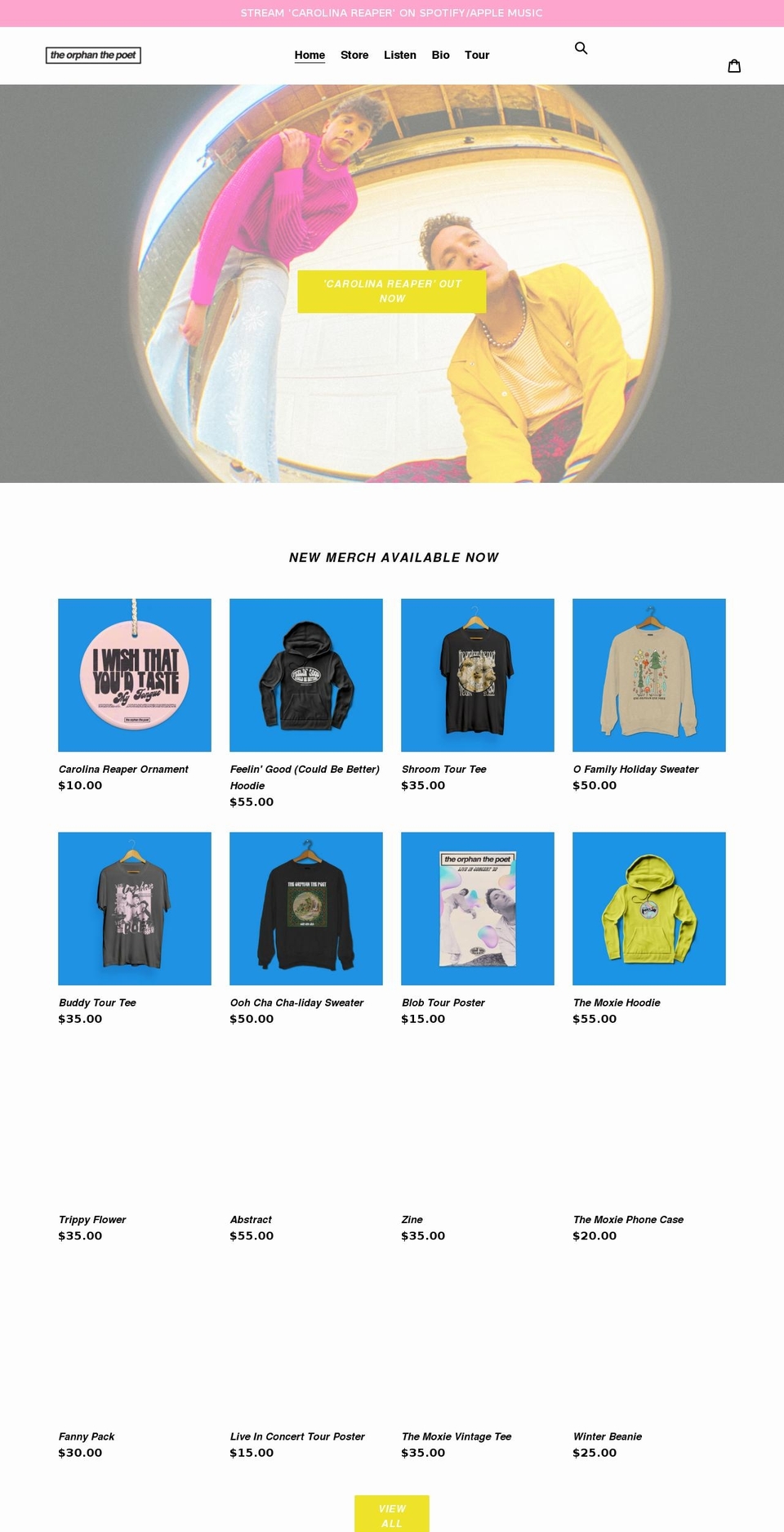 theorphanthepoet.com shopify website screenshot