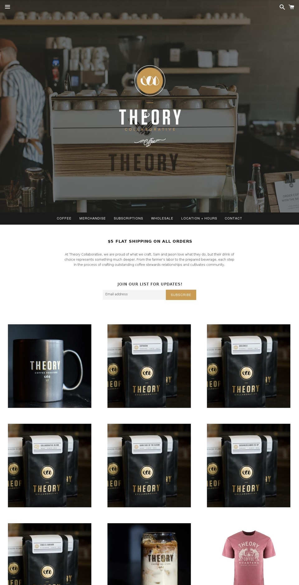 theorycoffeeroasting.com — Shopify storefront screenshot