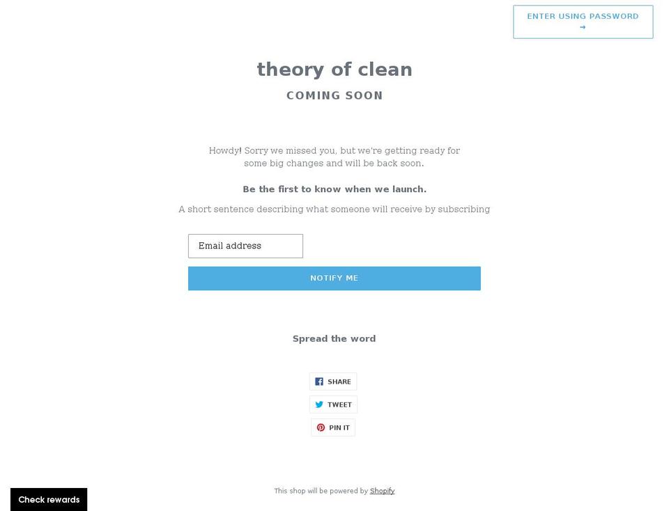 theoryofclean.com shopify website screenshot