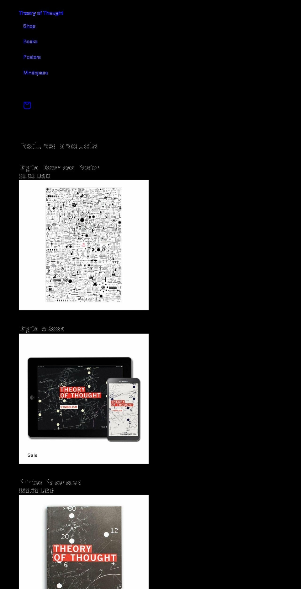 theoryofthought.com shopify website screenshot