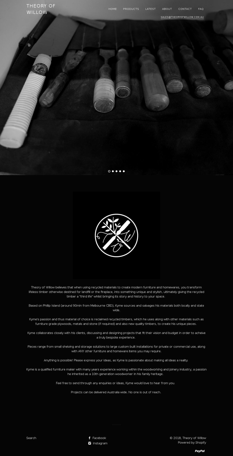theoryofwillow.com.au shopify website screenshot