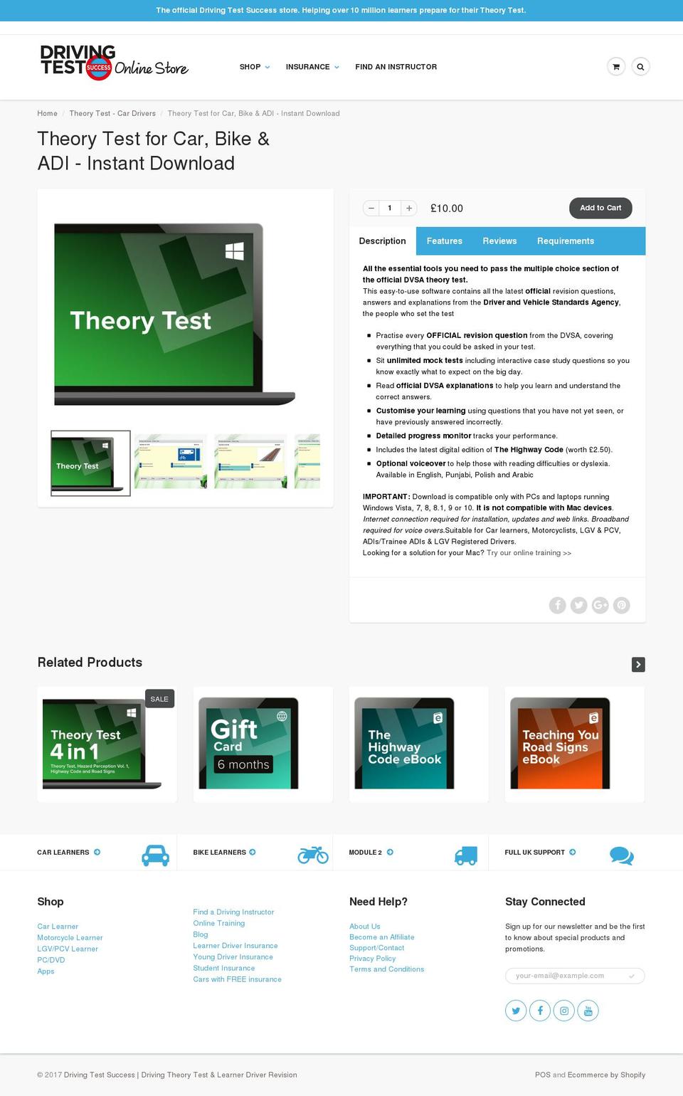 theorytestdownload.com shopify website screenshot
