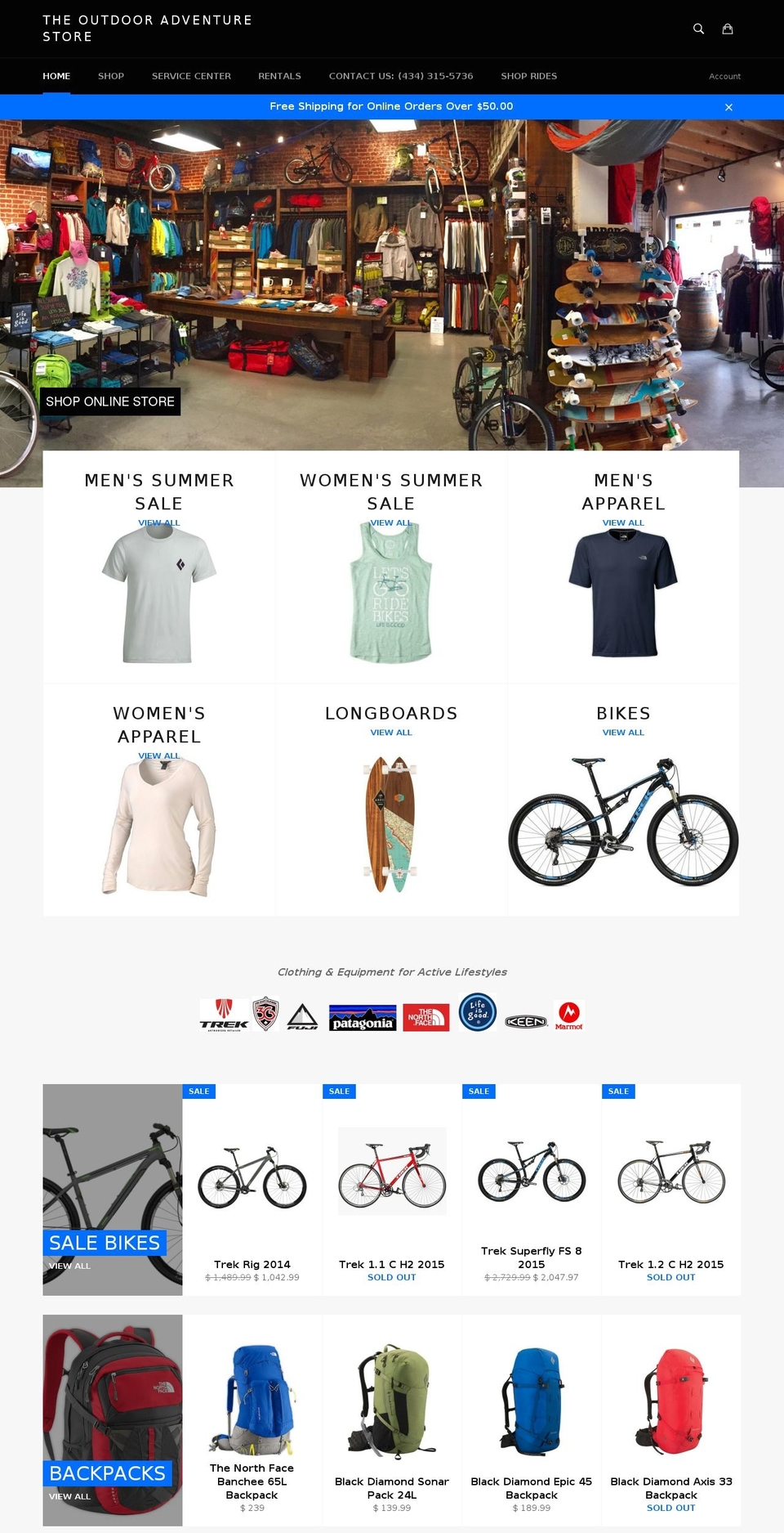 theoutdooradventurestore.com shopify website screenshot