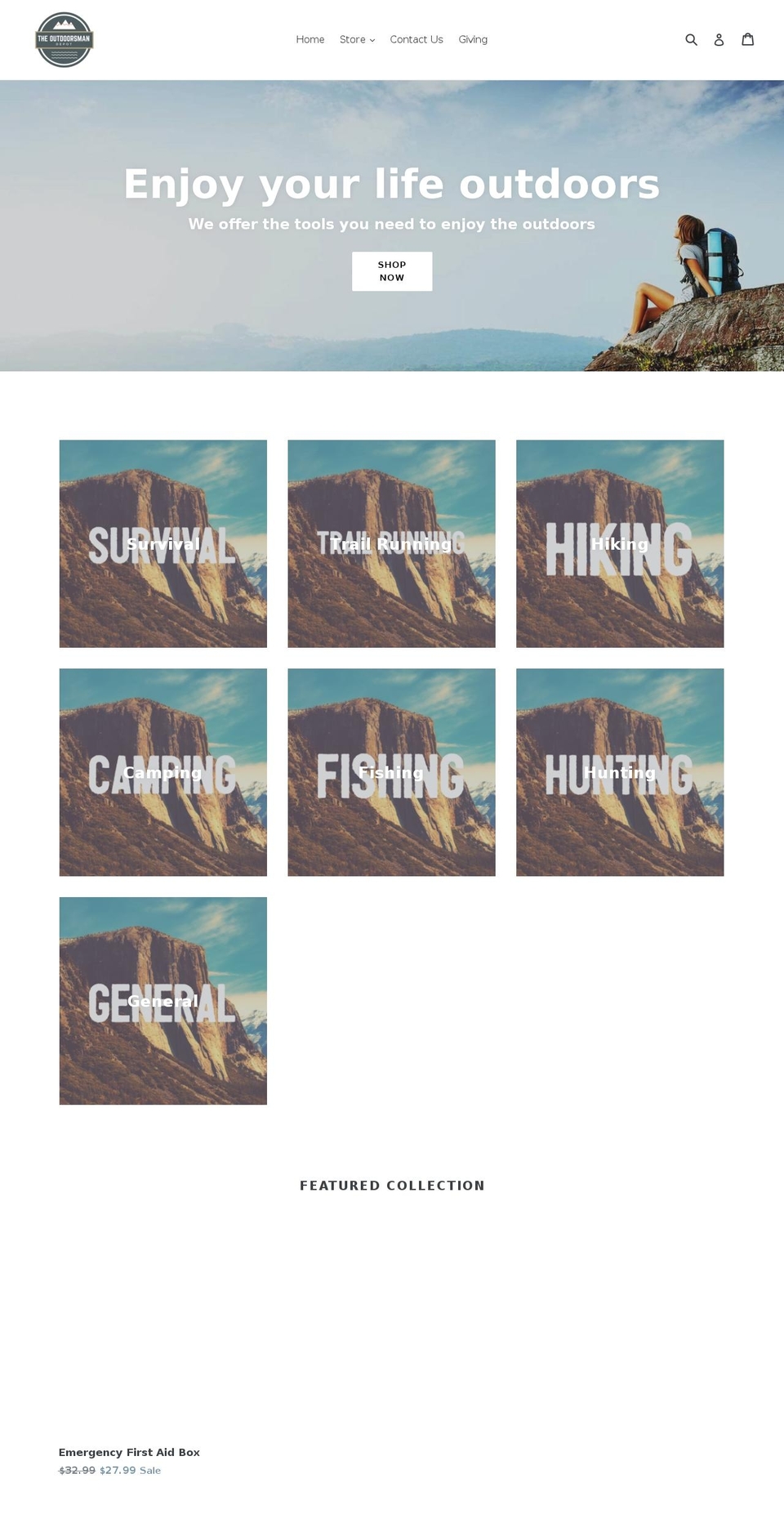 theoutdoorsmandepot.com — Shopify storefront screenshot