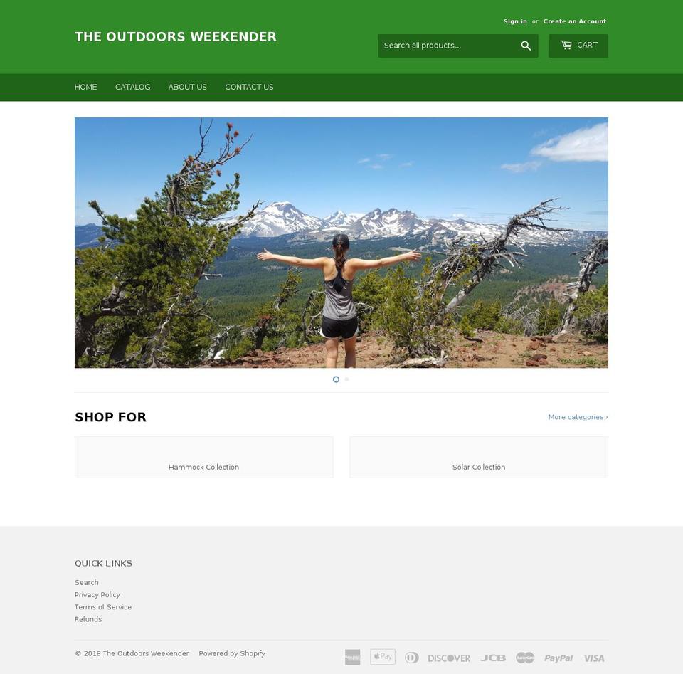 theoutdoorsweekender.com — Shopify storefront screenshot