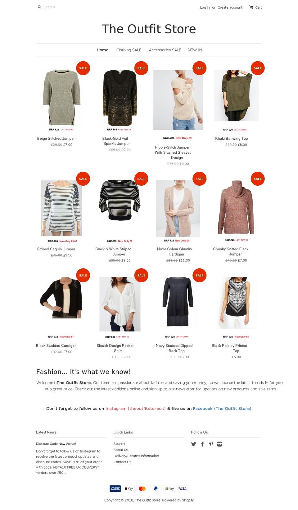 theoutfitstore.com — Shopify storefront screenshot