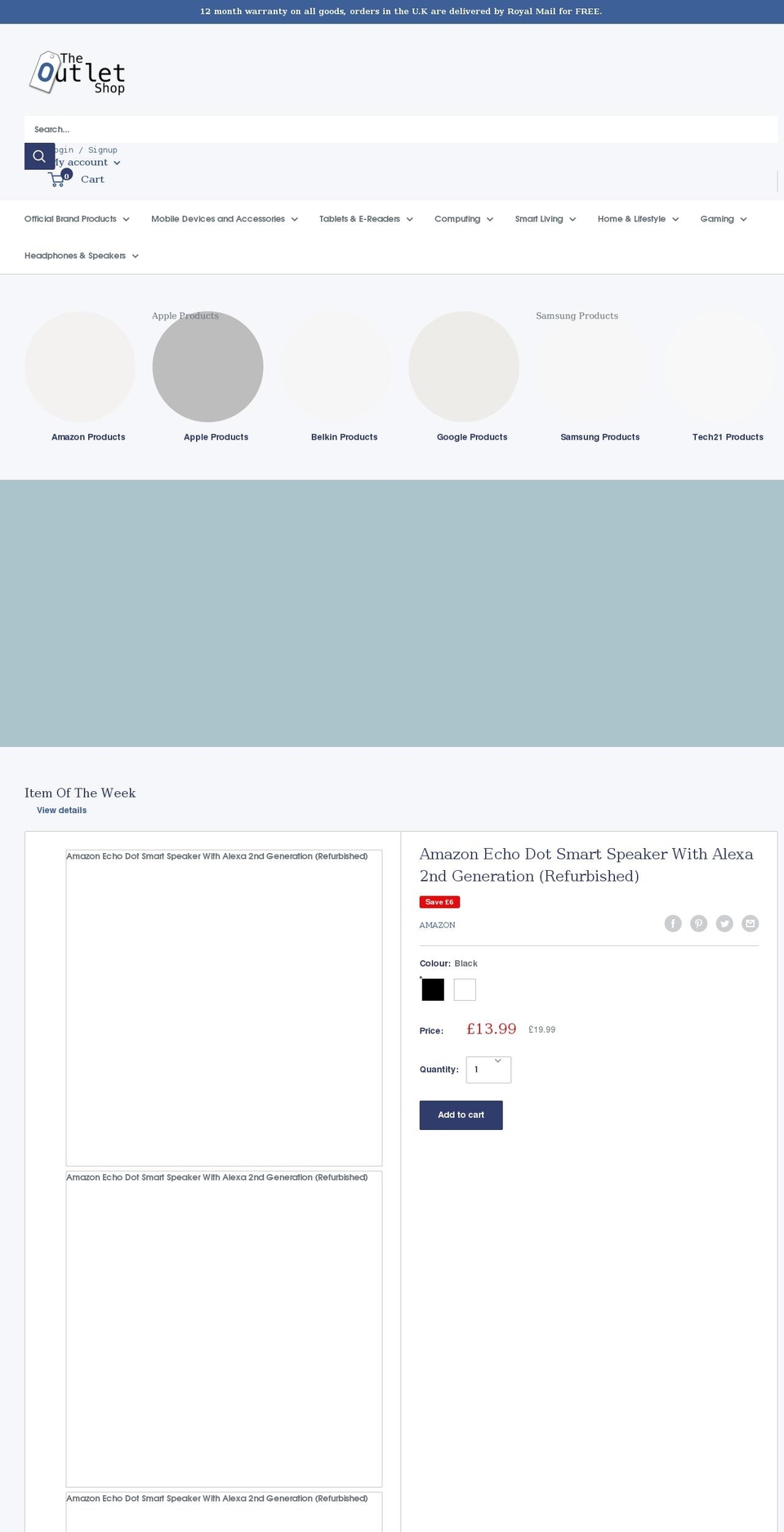 theoutletshop.co.uk shopify website screenshot