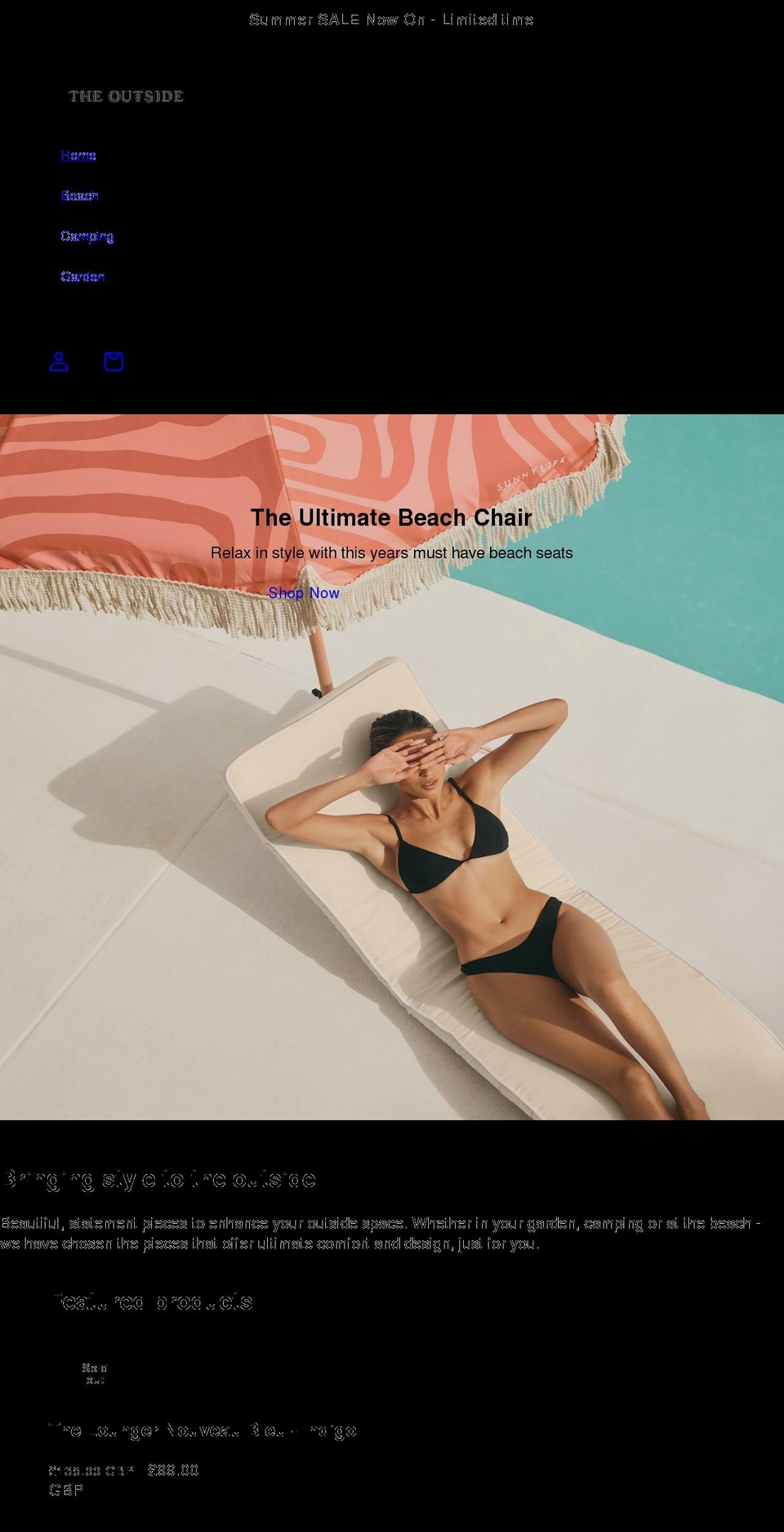theoutside.uk shopify website screenshot