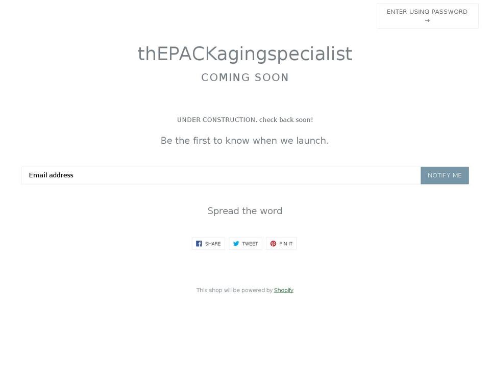 thepackagingspecialist.com shopify website screenshot
