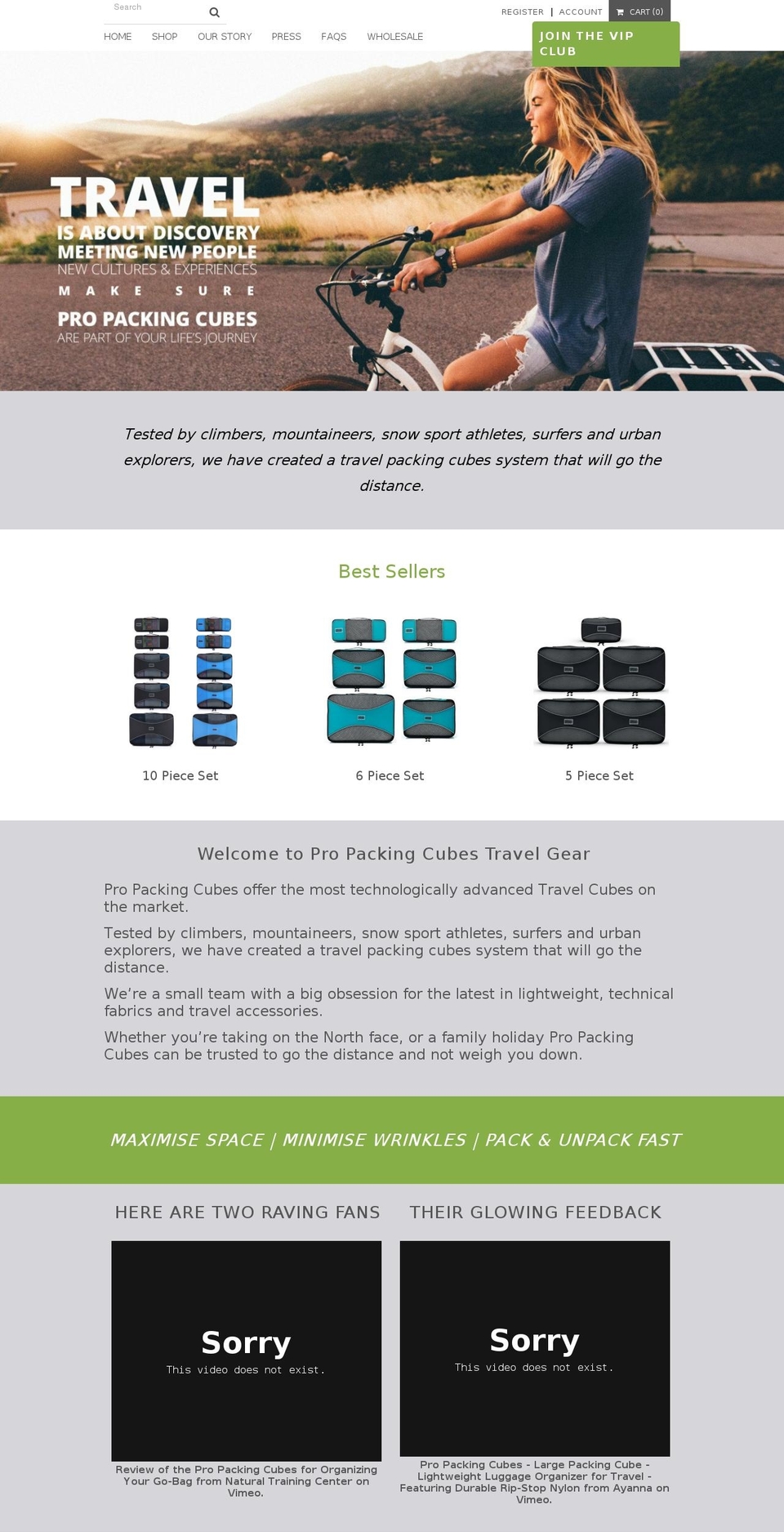 thepackingcubes.com — Shopify storefront screenshot