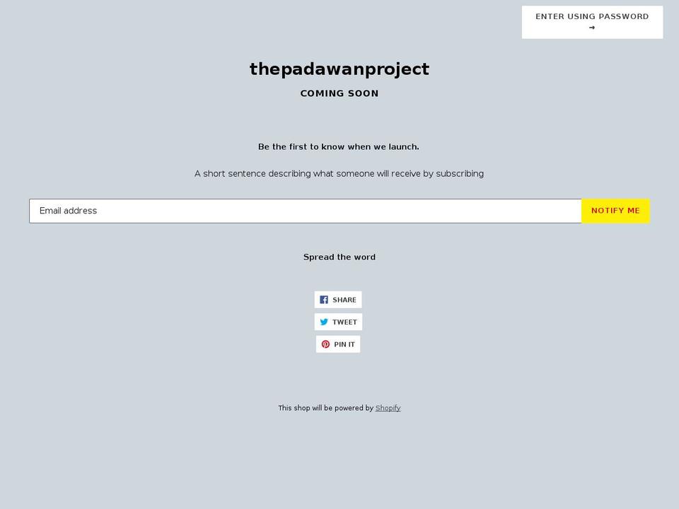 thepadawanproject.com — Shopify storefront screenshot