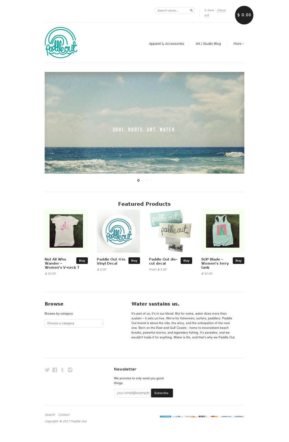 thepaddleout.net shopify website screenshot