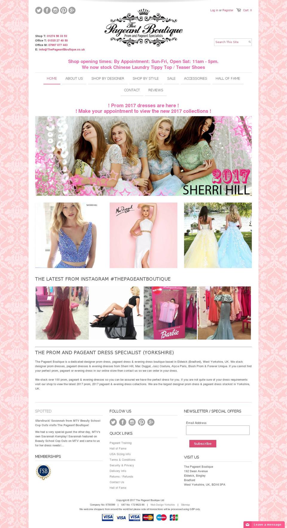 thepageantboutique.co.uk shopify website screenshot