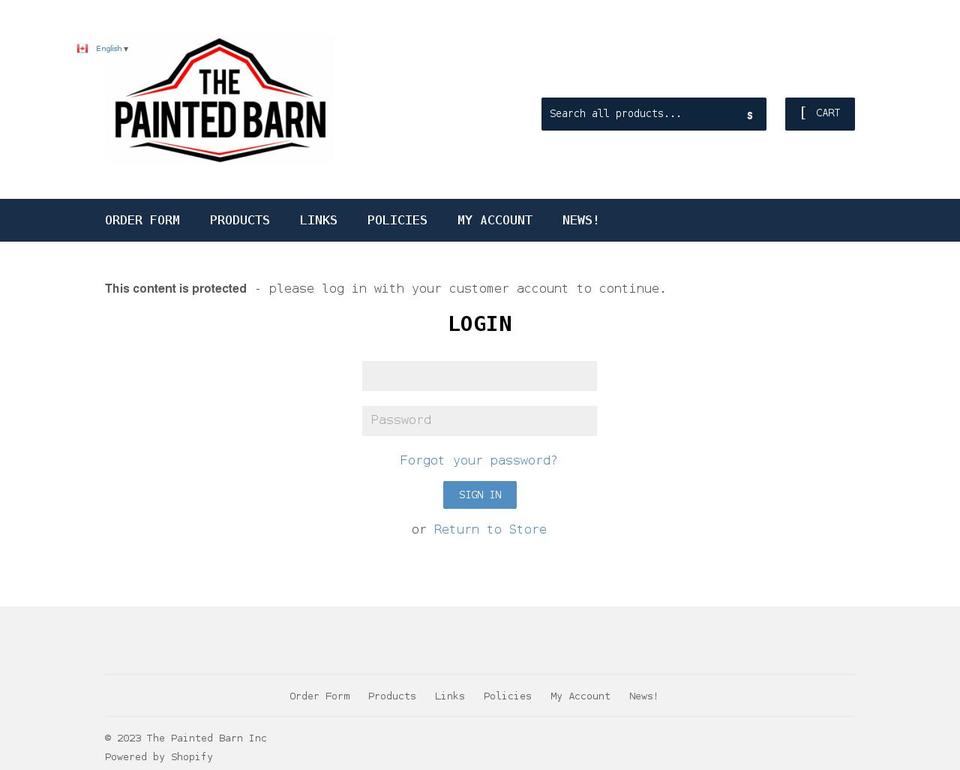 thepaintedbarn.ca shopify website screenshot