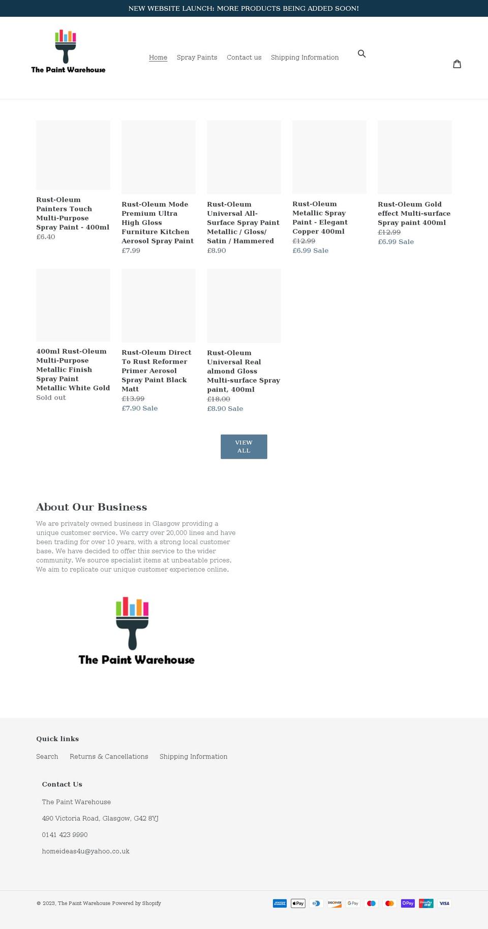 thepaintwarehouse.co.uk shopify website screenshot