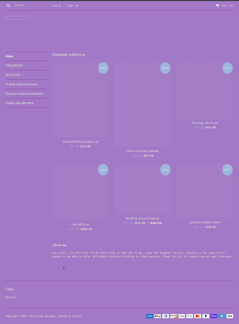 thepaisleeboutique.com shopify website screenshot