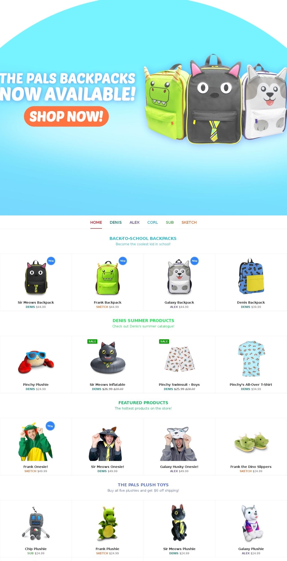 thepalsmerch.com shopify website screenshot