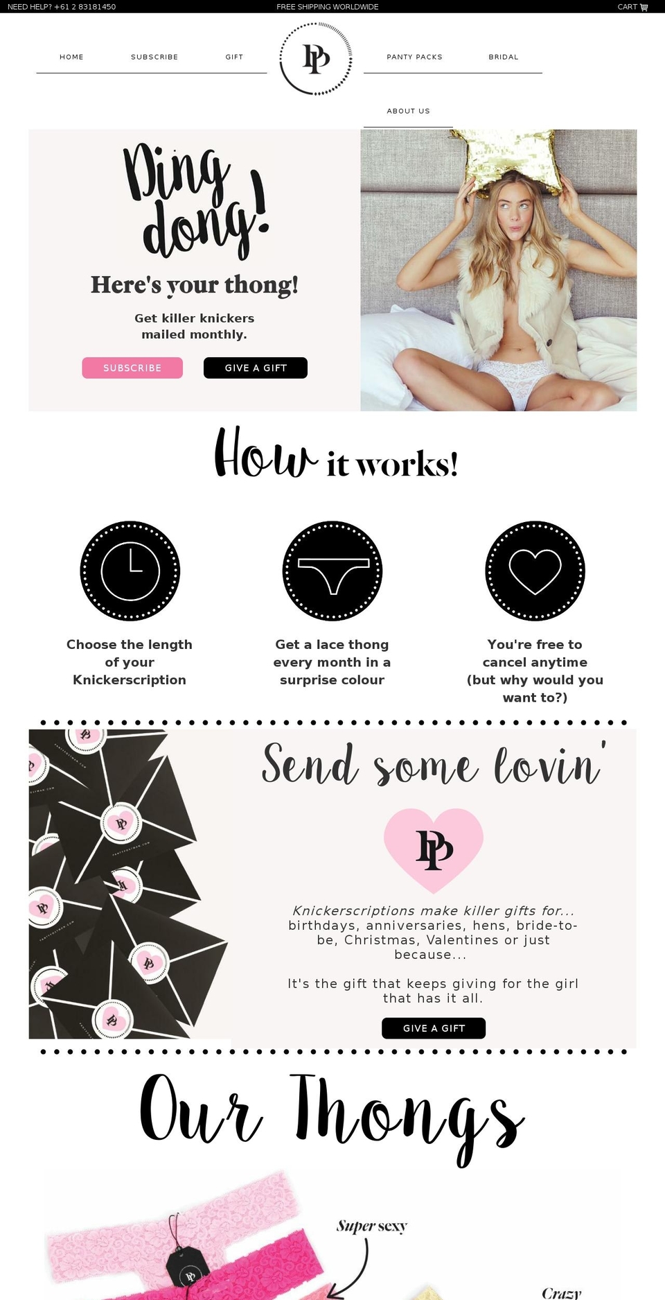 thepantiepostman.com — Shopify storefront screenshot