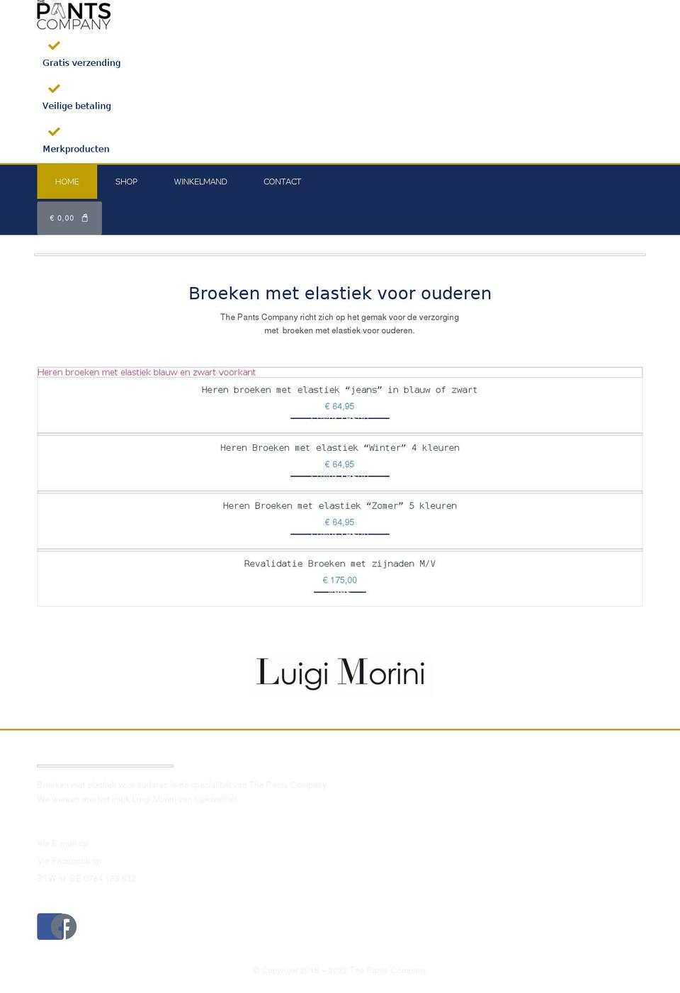thepantscompany.com — Shopify storefront screenshot