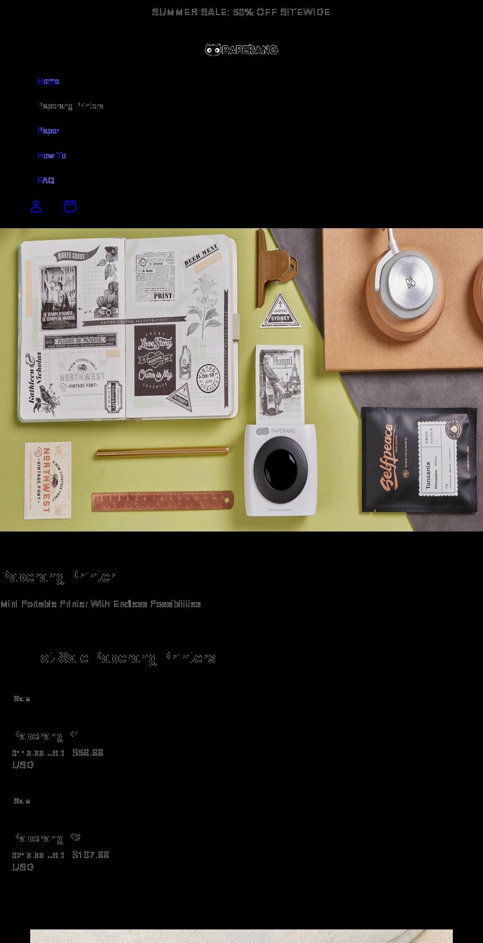 Updated copy of Craft Shopify theme site example thepaperang.com