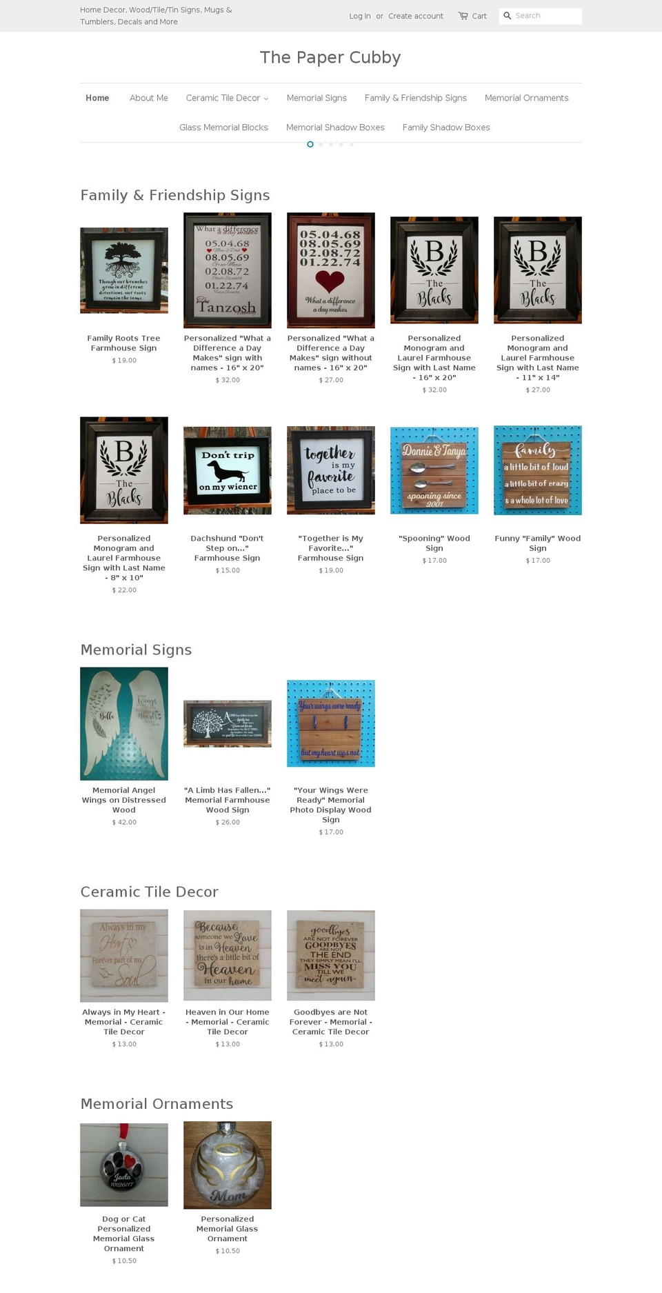 thepapercubby.com — Shopify storefront screenshot