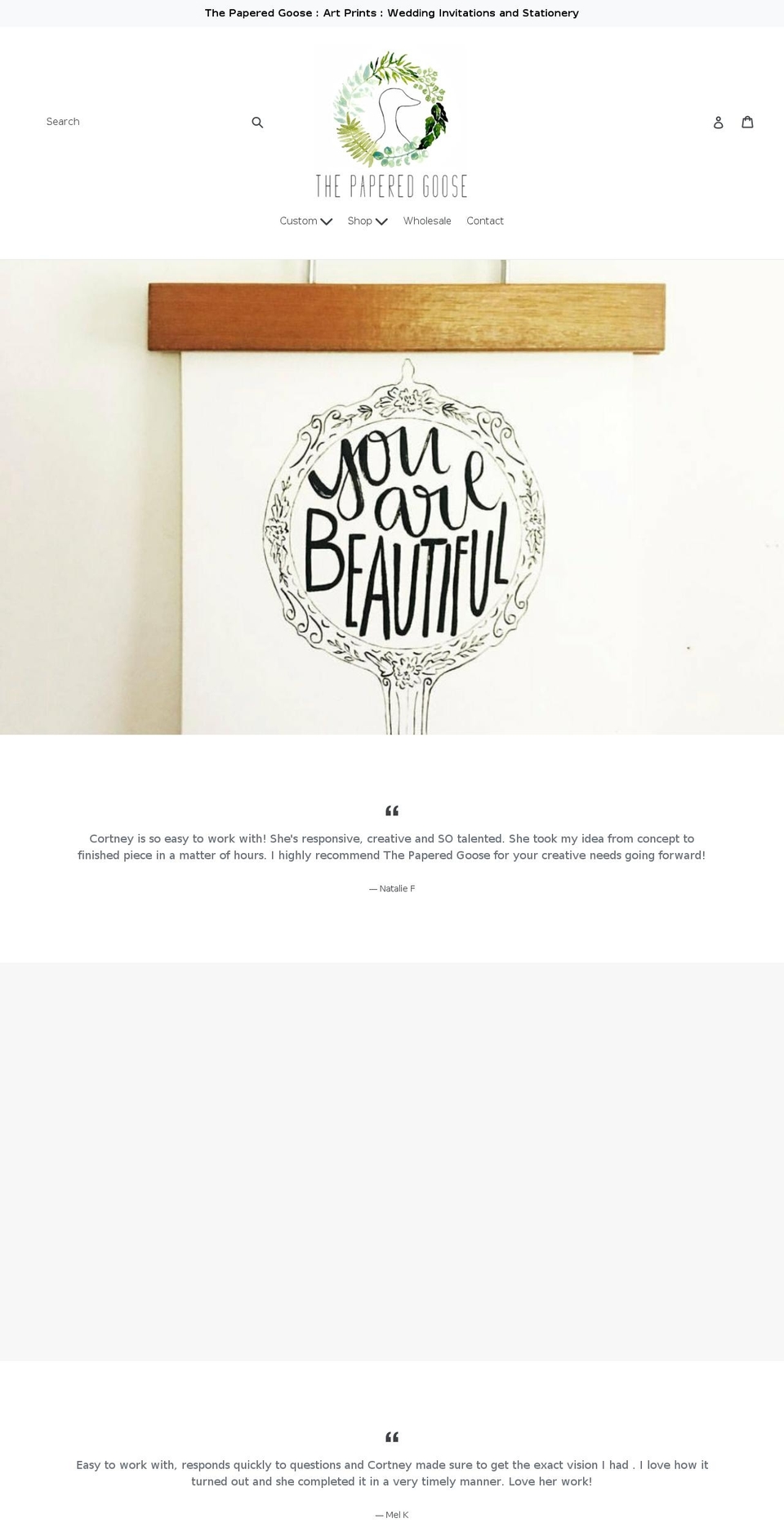 thepaperedgoose.com — Shopify storefront screenshot