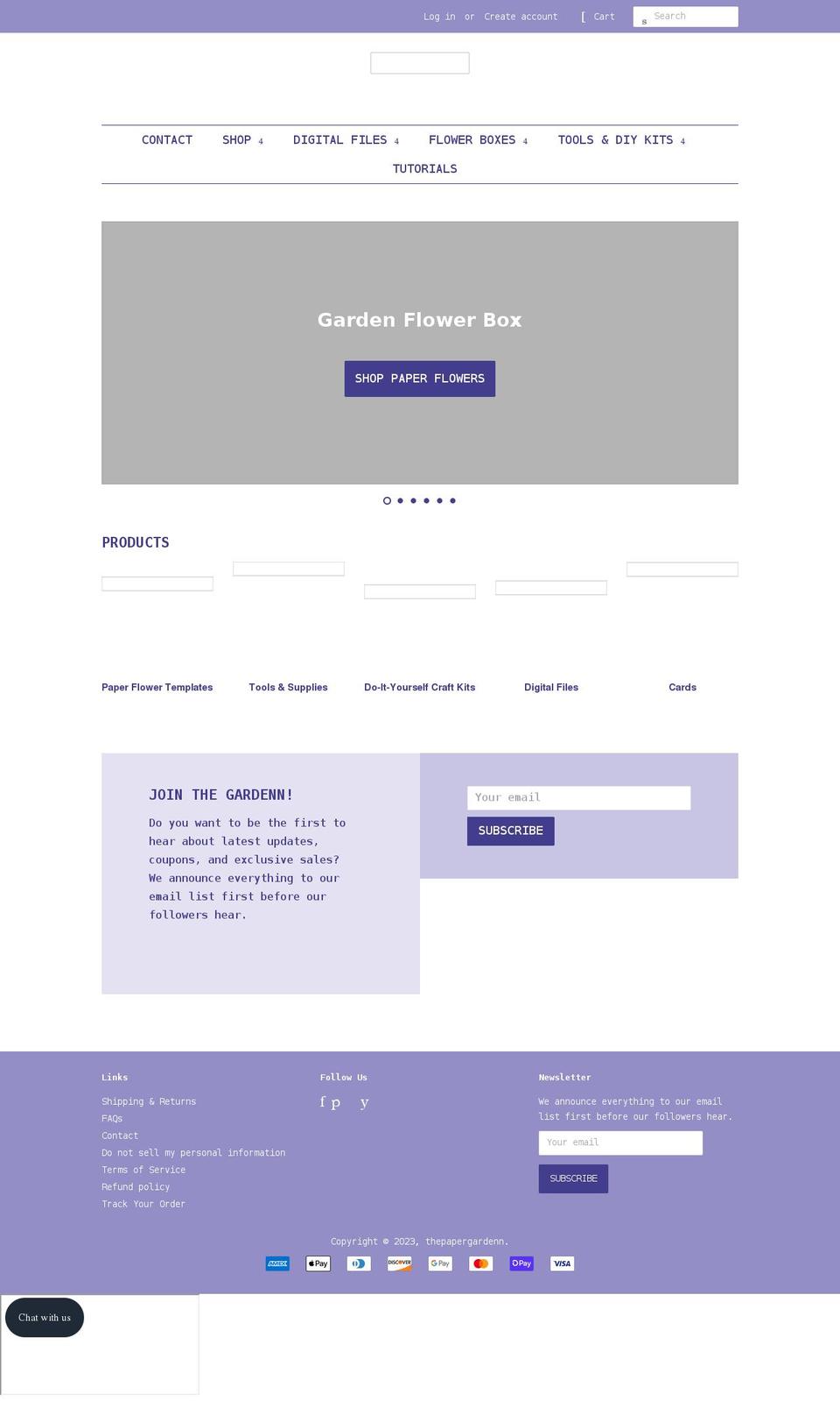 thepapergardenn.com shopify website screenshot