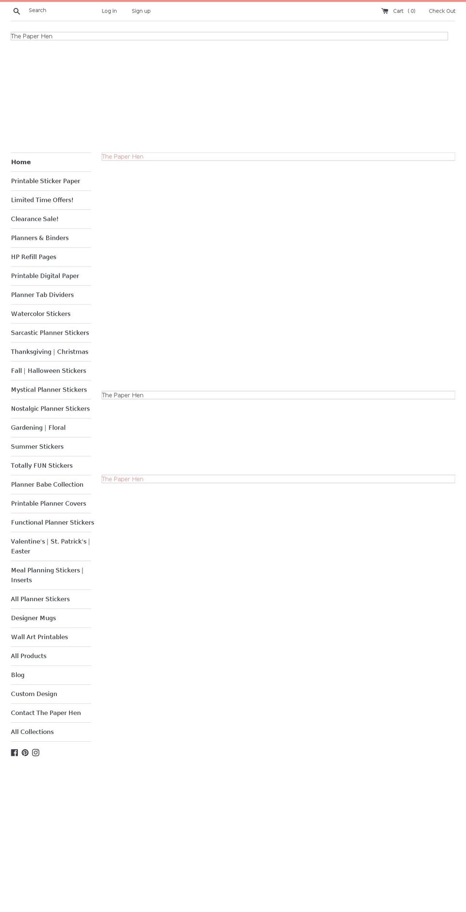 thepaperhen.com shopify website screenshot