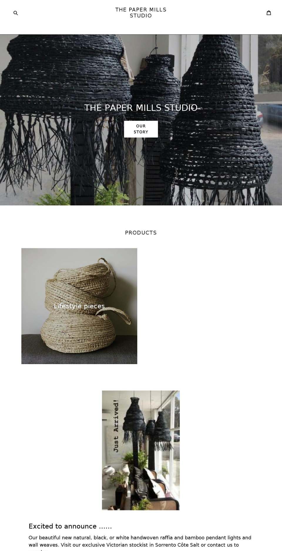 thepapermillsstudio.com — Shopify storefront screenshot