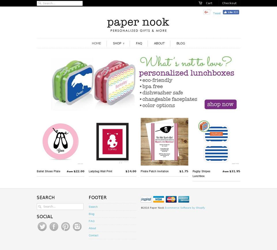 thepapernook.com — Shopify storefront screenshot