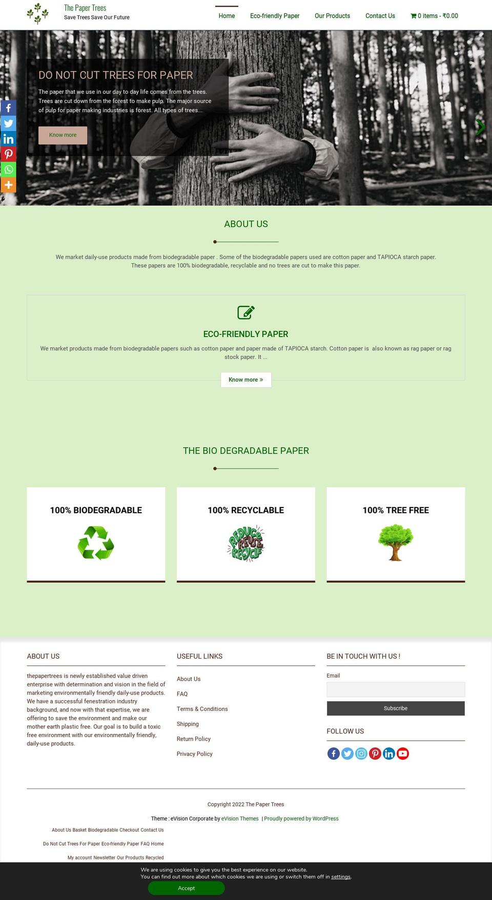 thepapertrees.com — Shopify storefront screenshot