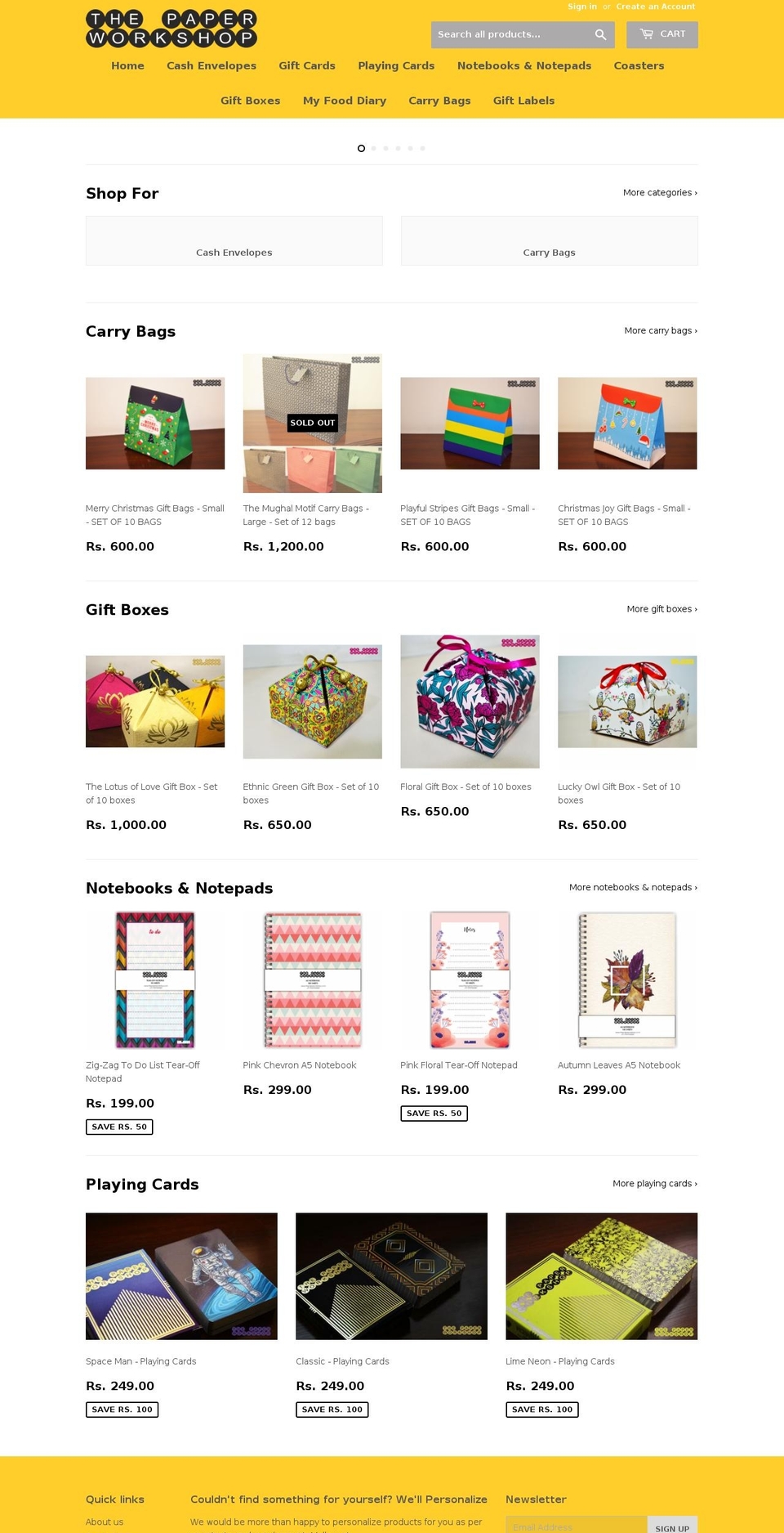 thepaperworkshop.com shopify website screenshot