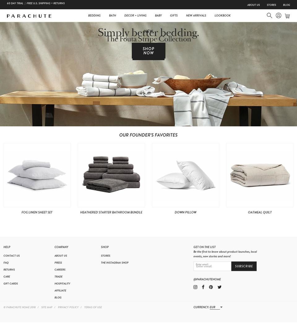theparachutehotel.com shopify website screenshot