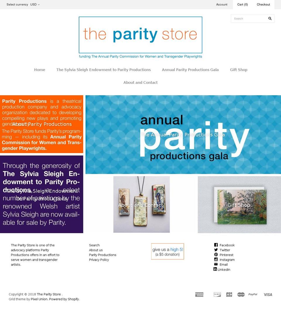 theparitystore.org shopify website screenshot