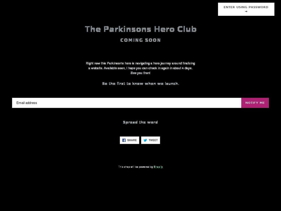 theparkinsonsheroclub.com — Shopify storefront screenshot